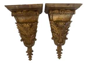 Antique Carved and Gilded French Wall Brackets