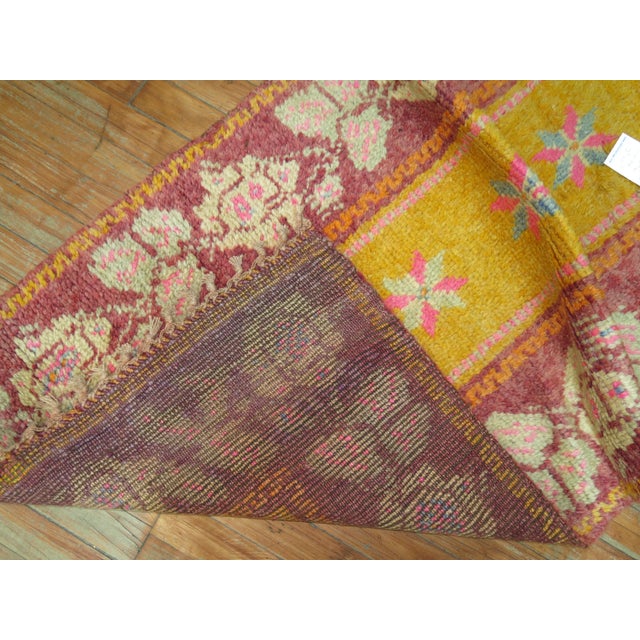 Vintage Bright Yellow Turkish Tulu Runner - 2'6" x 11'10" For Sale - Image 4 of 7
