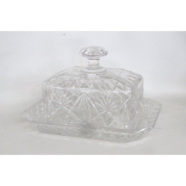 This stunning Extra Large Lidded Butter Dish butter is made of cut glass. This gorgeous dish presents a brilliant...