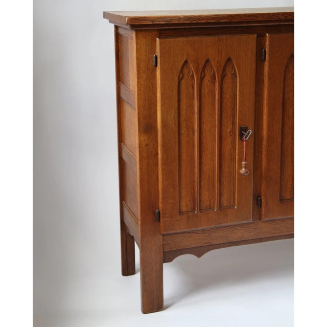 Belgian Gothic Style Carved Oak Cabinet, 1960s For Sale - Image 4 of 14