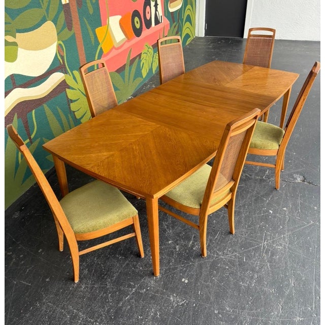 Terrific mid century dining set from Broyhill’s Diamond Head line. Table features that lines diamond border and has two...
