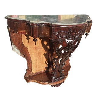 Louis Philippe Neapolitan Console Table in Walnut & Marble, 1800s For Sale