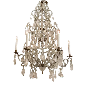 19th Century French Rock Crystal 6 Light Chandelier
