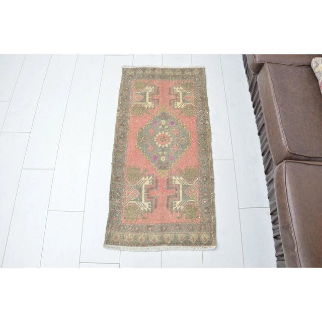 1960s Handmade wool and cotton rug in Turkish Anatolian Small Rug, Vintage Doormat Rug, Turkish Decorative Rug, Handmade...