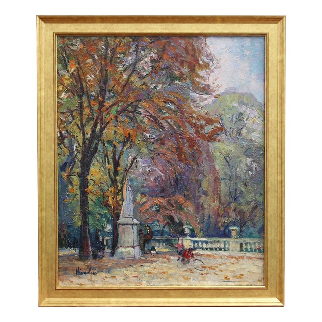 Marie de Nivouliès de Pierrefort, Le Jardin du Luxembourg, 1910, Oil on Canvas For Sale