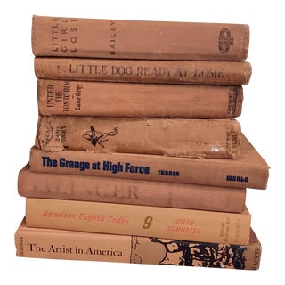 Vintage Library Book Stack Camel Tan Beige Khaki For Sale