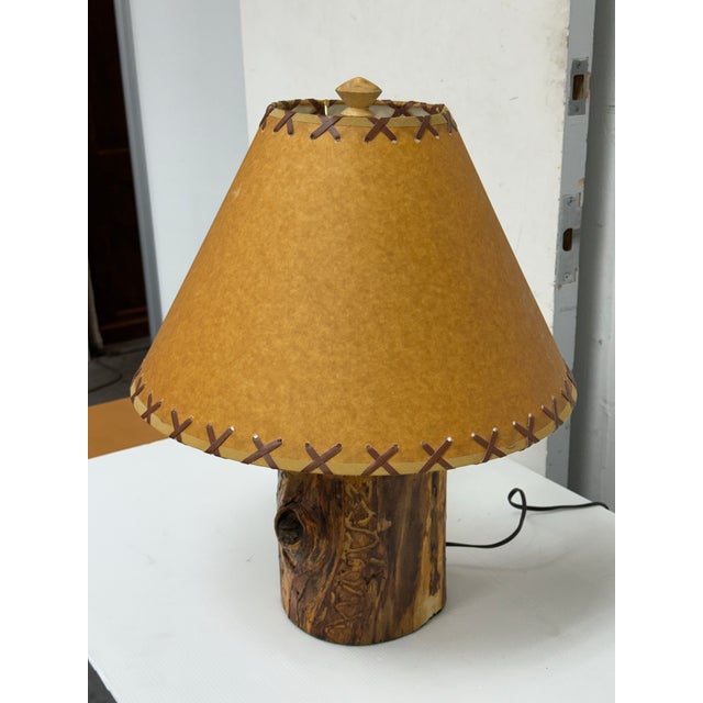 Contemporary Organic Modern Live Edge Rustic Wood Table Lamp, Signed "A" For Sale - Image 3 of 12