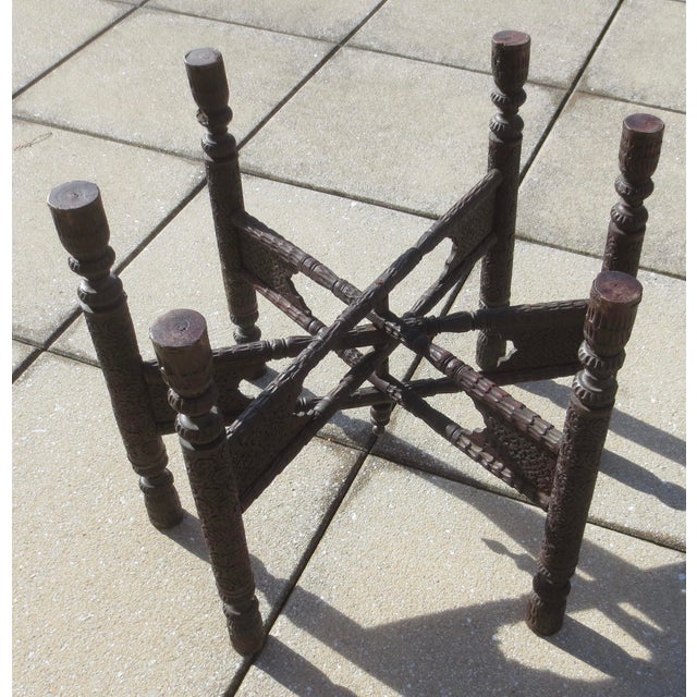 Copper Anglo Indian Folding Tray Table 30.5" in Diameter. For Sale - Image 8 of 14