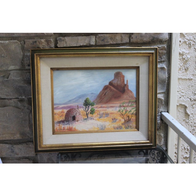 Desert Landscape Oil Painting Adobe Mountain Framed Vintage Original