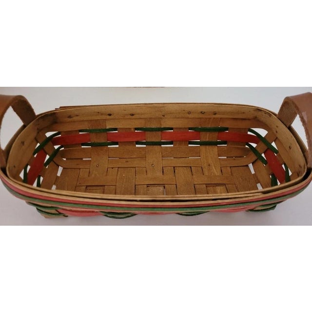 Red Vintage 19th Century Handmade Woven Holiday Basket With Leather Handles For Sale - Image 8 of 8