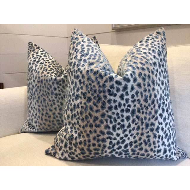 Not Yet Made - Made To Order Cowtan and Tout Ocelot Raised Azure Blue Velvet Cheetah 18" Pillow - Single For Sale - Image 5 of 5