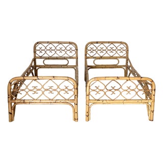 Set of Bamboo Beds, 1970s Set of 2 For Sale