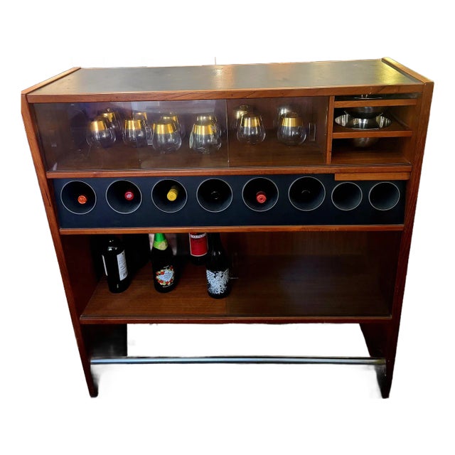 Danish Teak Drybar With Stools by Erik Buch Dyrlund For Sale