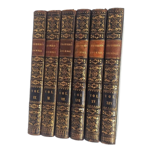 6 Antique Volumes Chamber's Journals Leather Spines Edinburgh Scotland 1840s History Fiction Poetry