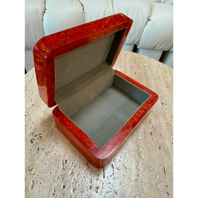 Italian Vintage Italian Red Lacquered Decorative Box For Sale - Image 3 of 9