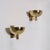 Pair of large scale brass and lucite sconces. Half globe in brass with a perforated brass grill diffuser over bulb,...