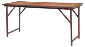 French Painted Folding Metalwork Table, 1920s