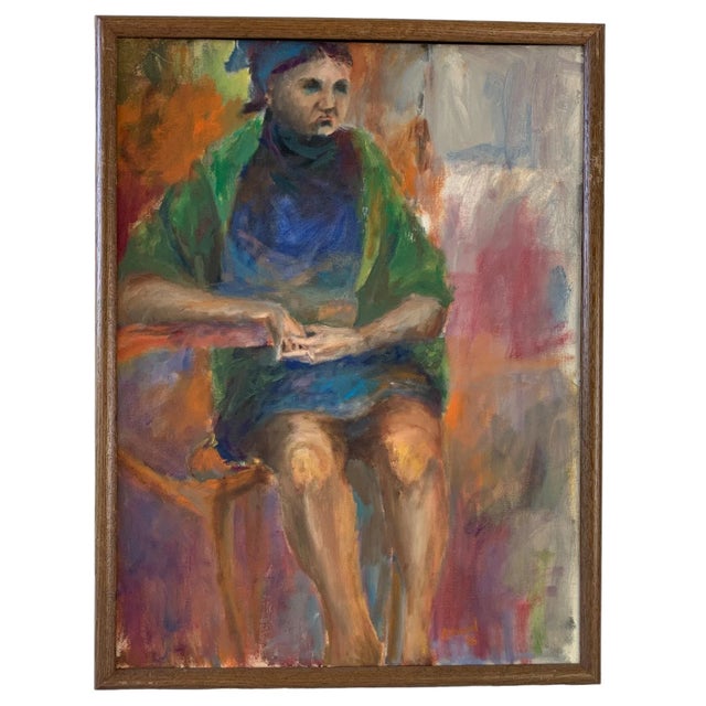 1966 Richard Amend Impressionist Acrylic Painting on Board of a Seated Woman For Sale - Image 9 of 9