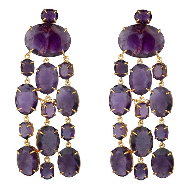 Marysol Statement Earrings in Amethyst, Pierced, A Pair For Sale