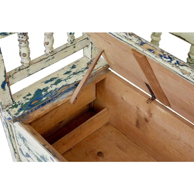 Large Swedish Painted Pine Bench, 1890s For Sale - Image 6 of 12