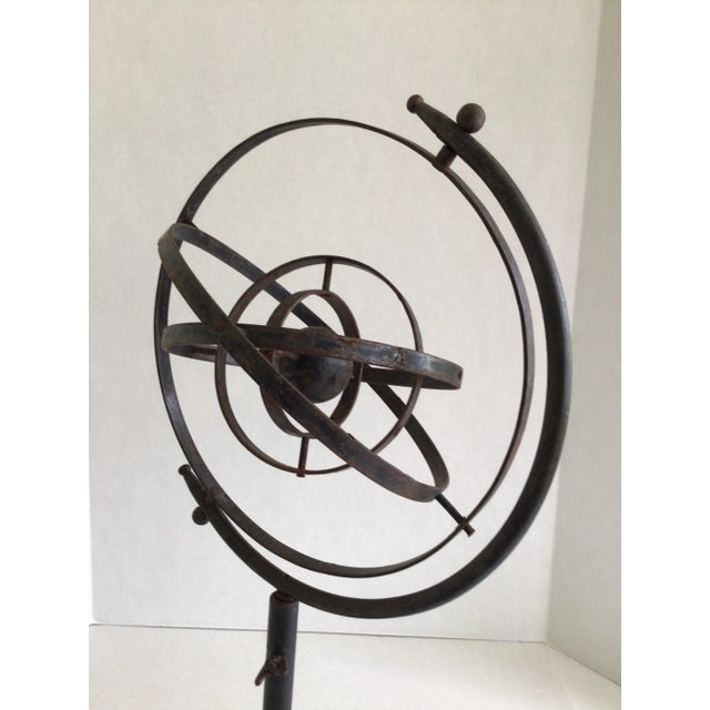 1950s 1950s Iron Armillary or Rotating Sphere on Metal Base For Sale - Image 5 of 10