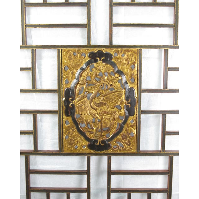 This antique wood panel was used as a wedding ceiling panel in the old China. A gorgeous hand carved and gilded a crane is...