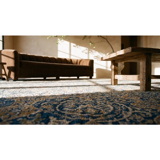 1920s Blue Medallion Antique Bakhtiari Rug 12'3" X 18'6" Handwoven Wool Carpet For Sale - Image 13 of 13