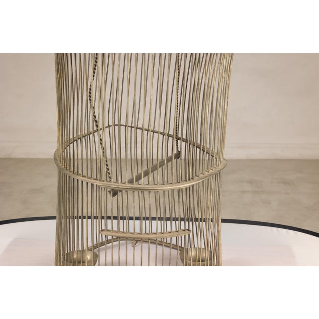 Antique Indian Brass Bird Cage with Domed Top and Original Perches For Sale - Image 11 of 14