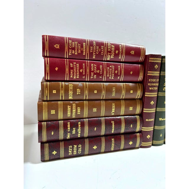 American Antique Decorative Book Set – 14 Vintage Red, Blue, Green & Gilt Library Books for Shelf Styling For Sale - Image 3 of 12