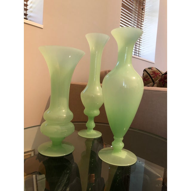 Contemporary Jade Green Vases Set of 3 Chairish