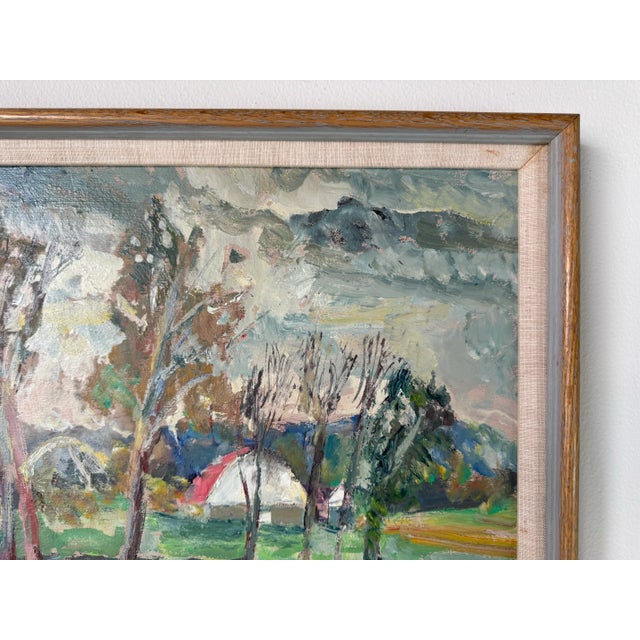 Wood 1986 Brewster Impressioniost Abstract Rural Landscape Oil Painting, Framed For Sale - Image 7 of 12