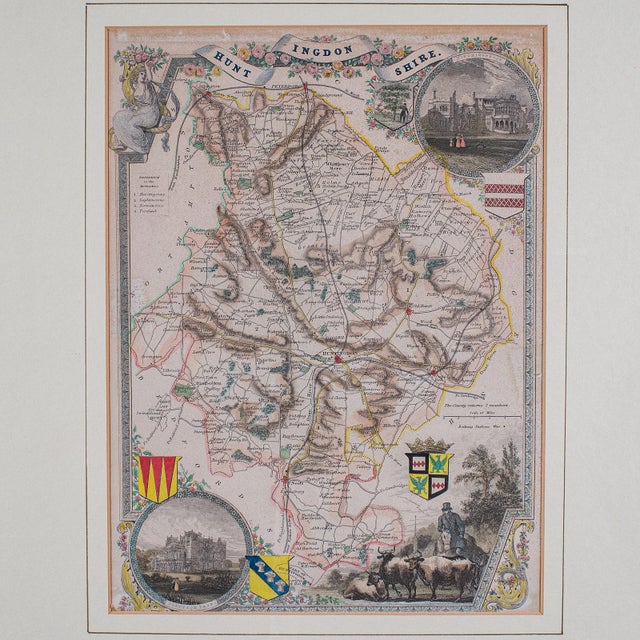 Antique County Map, Huntingdonshire, English, Framed, Moule, Atlas, Victorian For Sale - Image 4 of 12