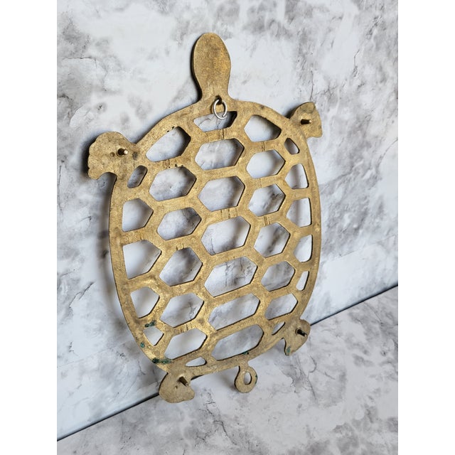 Vintage Mid Century Brass Turtle Trivet For Sale In San Francisco - Image 6 of 12