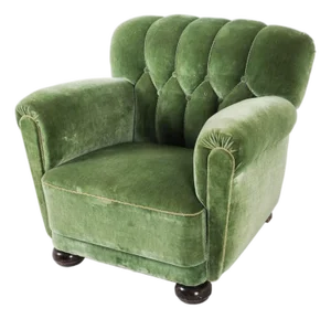 Danish Deco Green Mohair Club Chair