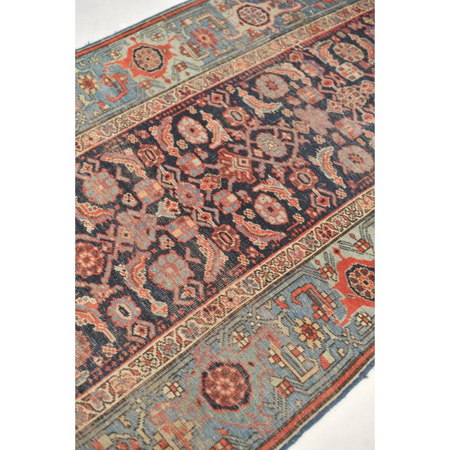 Antique Halvai Wide Runner with Blues in Water Garden Pattern 4.2 x 8.10 For Sale - Image 11 of 12