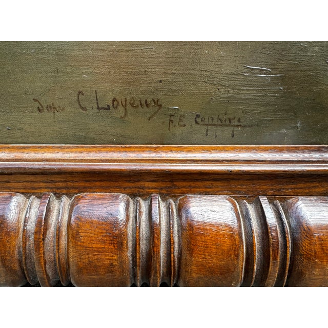 Large Antique European Cavalier Interior Scene Oil Painting in Carved Wood Frame For Sale In Charlotte - Image 6 of 12