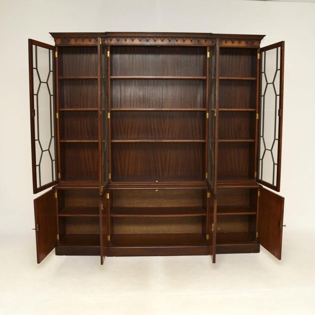 Antique Georgian Style Breakfront Bookcase, 1930 For Sale - Image 3 of 11