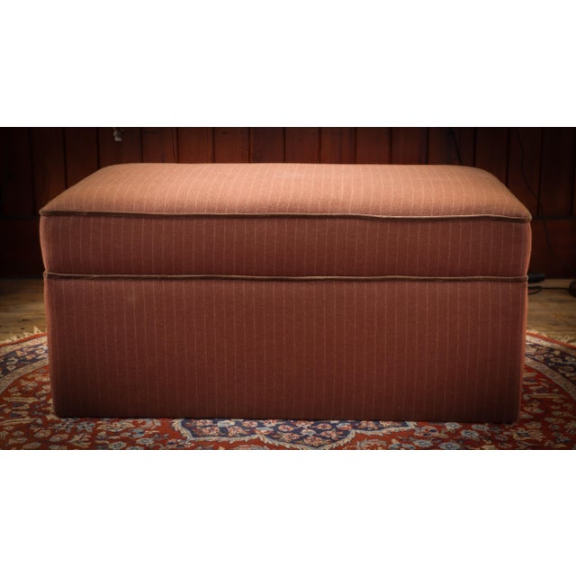 Country House Rectangular Ottoman in Pin-Striped Wool Velvet, 2010s For Sale - Image 10 of 16