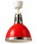 A striking vintage IKEA pendant ceiling light featuring a vibrant glossy red dome shade, polished chrome detailing and a...