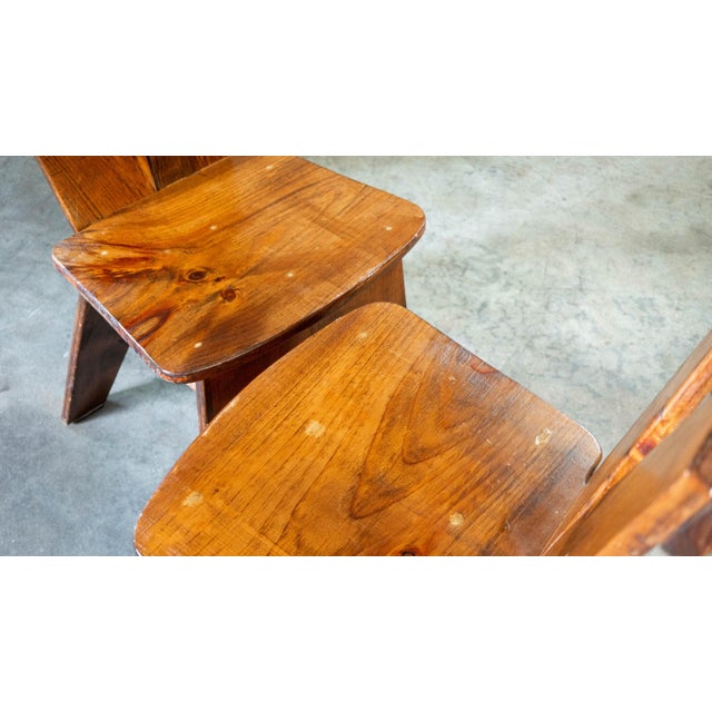 Wood 1970s French Modern Brutalist Dining Chairs After Pierre Chapo For Sale - Image 7 of 13
