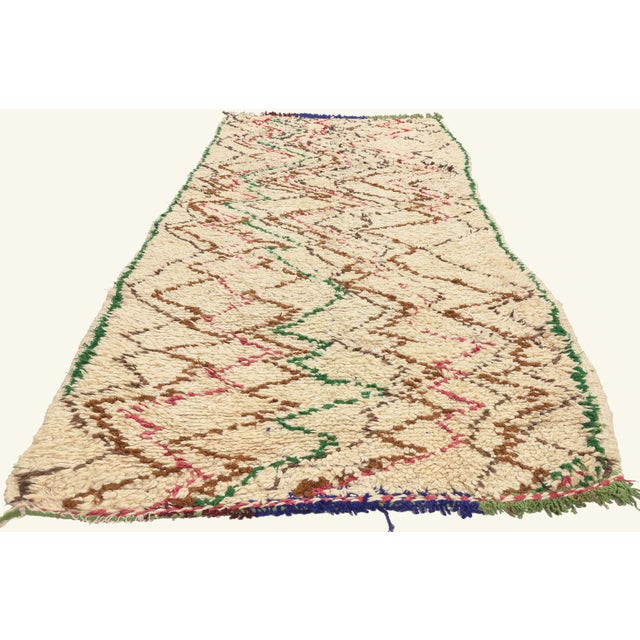Tribal Vintage Azilal Moroccan Rug, 03'06 X 09'00 For Sale - Image 3 of 10