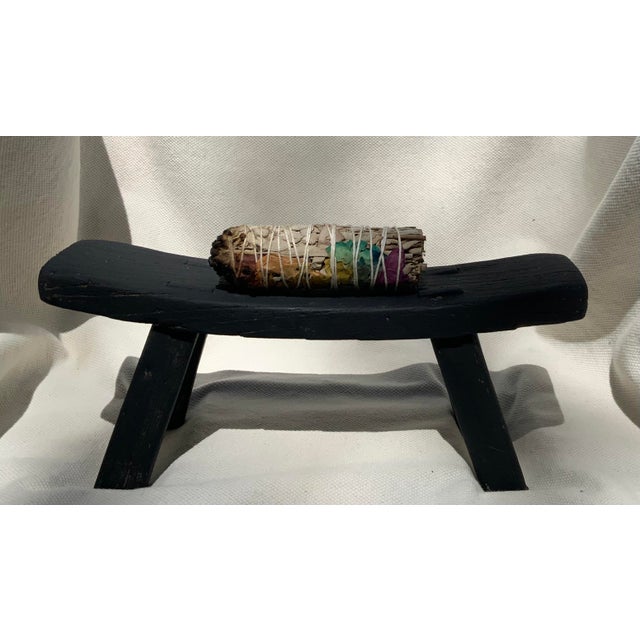 Antique Primitive Ebonized Wood Saddle Stool, 19th–Early 20th Century For Sale - Image 14 of 17