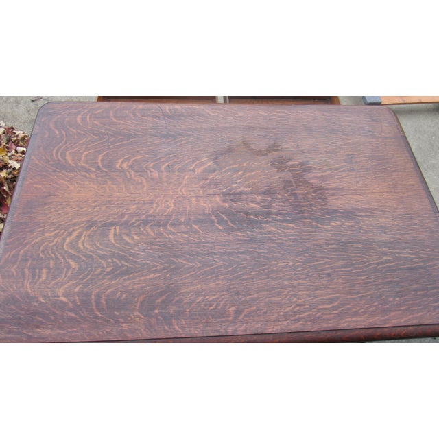 1940s Oak Library Console Table Amazing Mission For Sale - Image 12 of 12