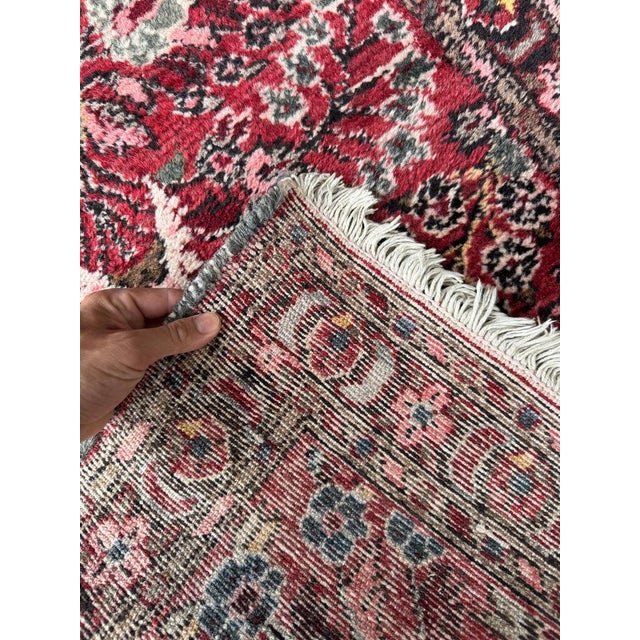 Botanical Vintage Persian Sarouk Runner Scarlet, Grey Rug 2.10 x 9.10 For Sale - Image 9 of 9