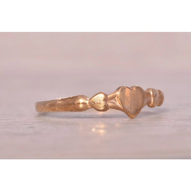 Metal Mid 20th Century the Taylor: Childs Yellow Gold Heart Ring, Size 1.25 For Sale - Image 7 of 10