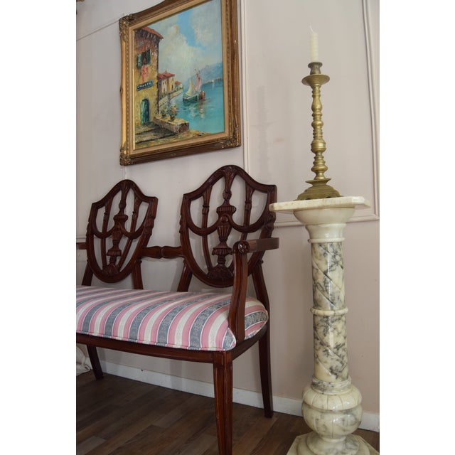 1900 - 1909 Late 19th- To Early 20th-Century Hepplewhite-Style Settee For Sale - Image 5 of 5