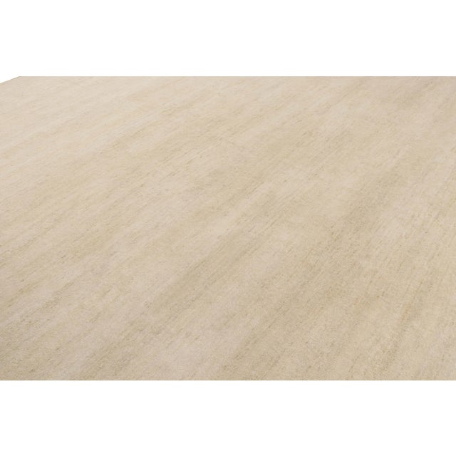 Rug & Kilim’s Modern Textural Oversized Rug With Striae of Beige For Sale In New York - Image 6 of 7