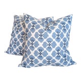 Galbraith & Paul Sakura Denim Pillows With Blue Striped Backs For Sale