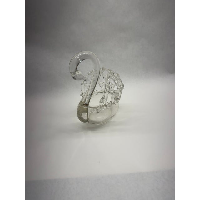 Murano Vintage Mid-Century Modern Murano Style Clear Blown Glass Swan Figurine / Trinket Dish For Sale - Image 4 of 6