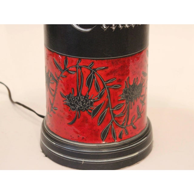 Large Vintage Italian Art Pottery Apothecary Jar Lamp For Sale - Image 10 of 11